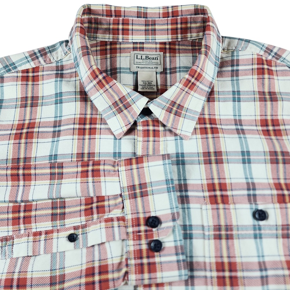 L.L.Bean Mens Plaid Flannel 2XL Button UP Shirt Traditional Fit XXL 509439